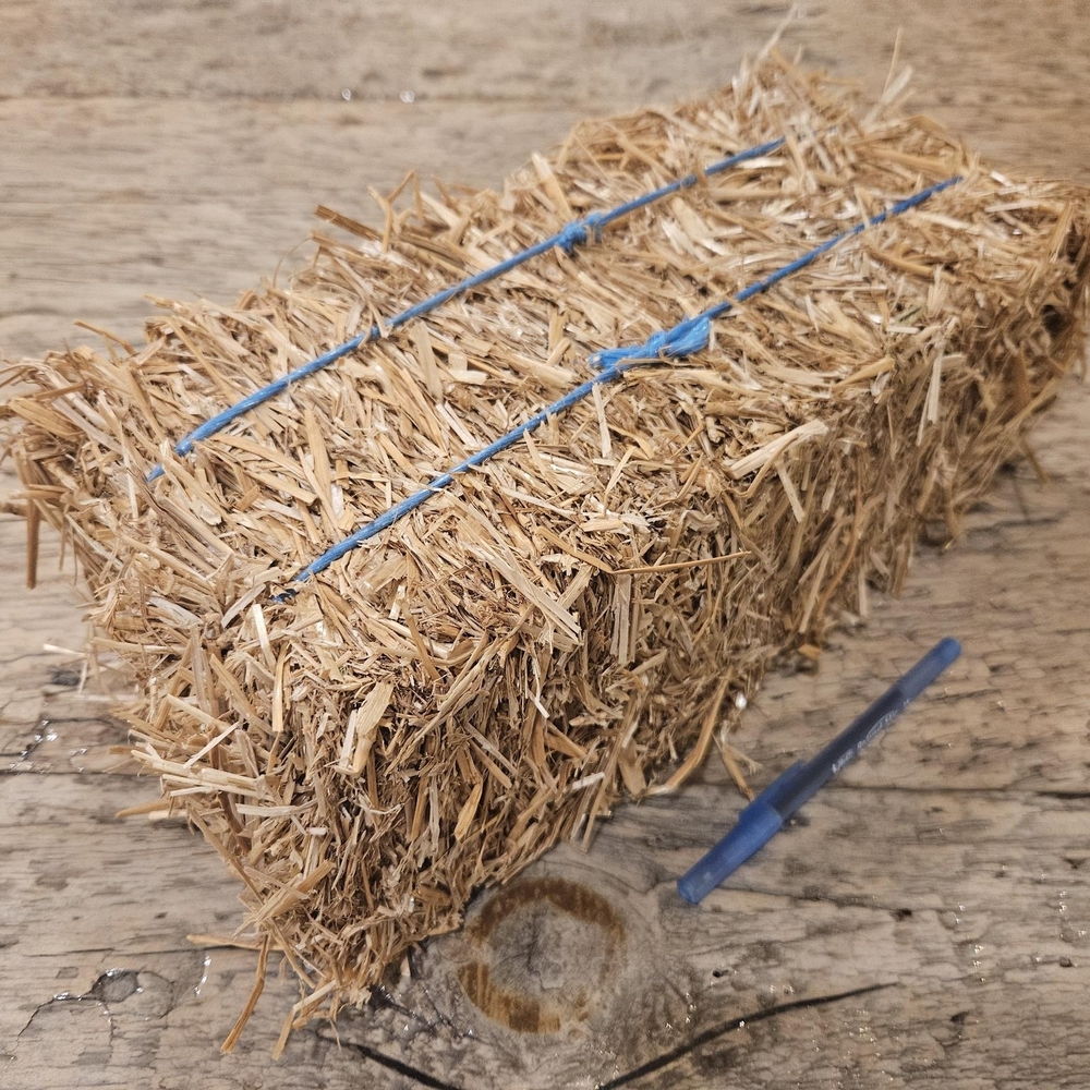Natural Straw Bale with Blue Twine